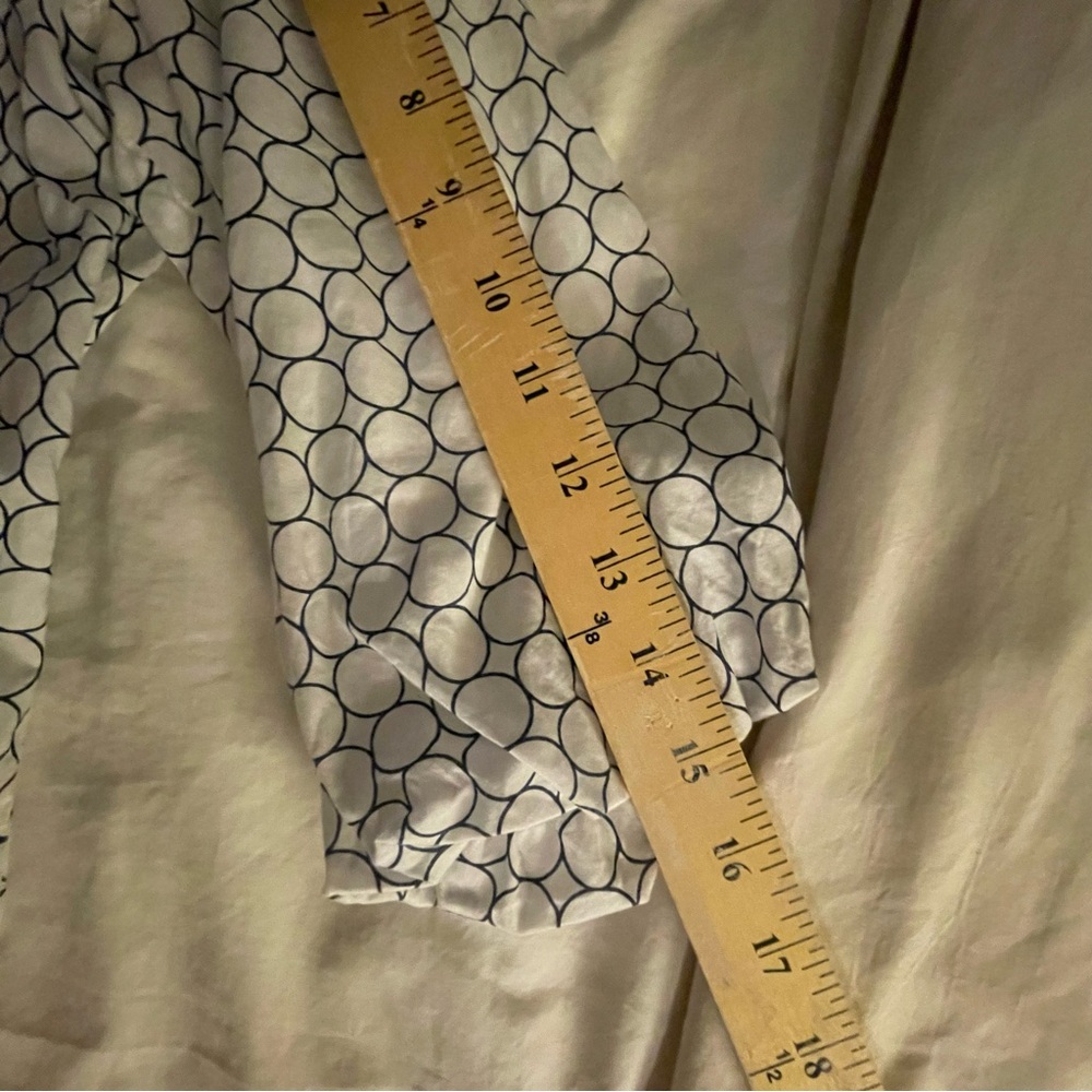 Sz 6 Michael Kors Cotton Puff 3/4 Sleeve Button Down Shirt White/Navy - Picture 4 of 11